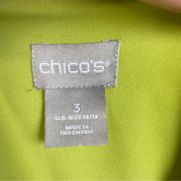 Chico's Chartruse Green Tie Front Top 3 - Picture 5 of 7